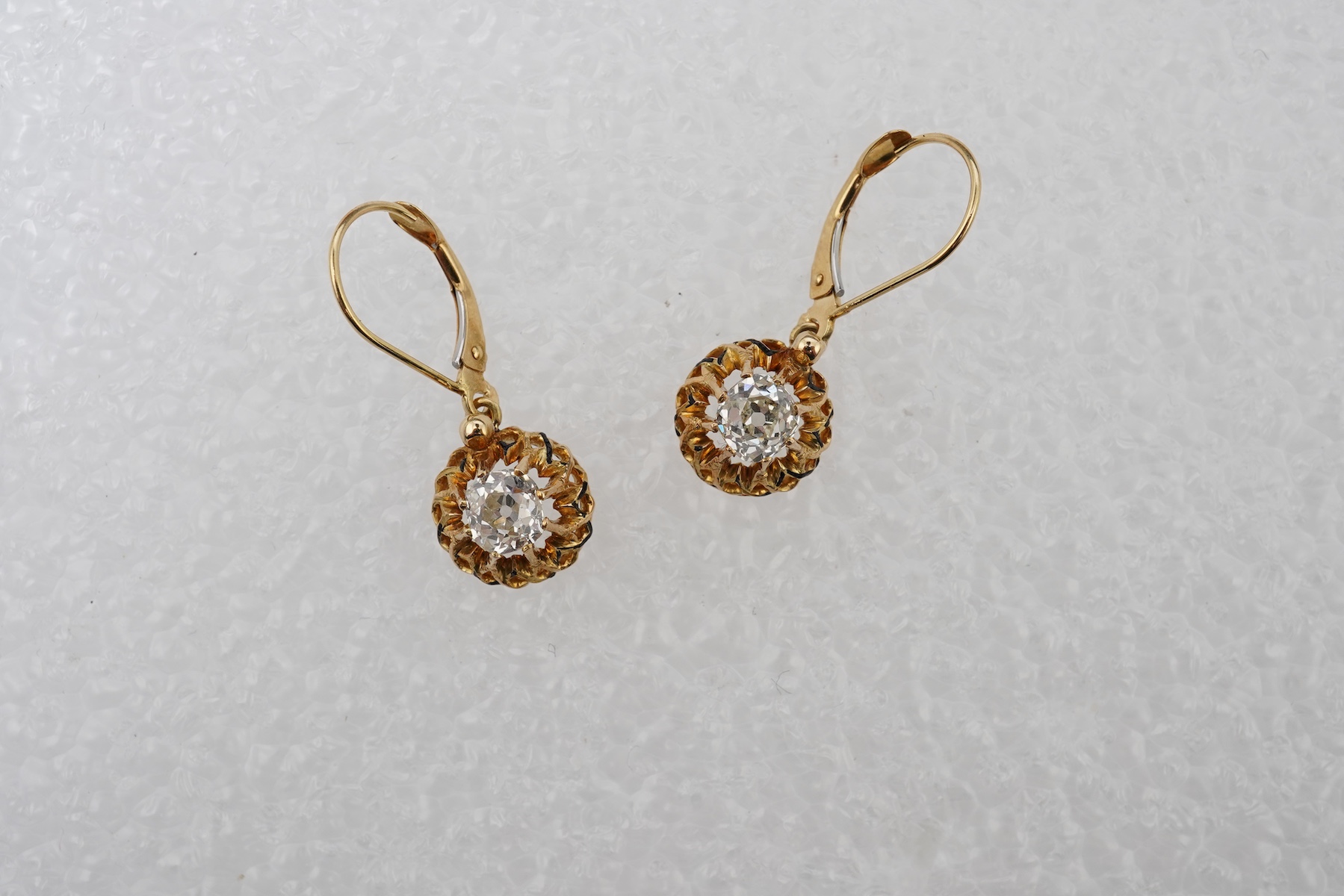 A pair of diamond earrings, late 19th century